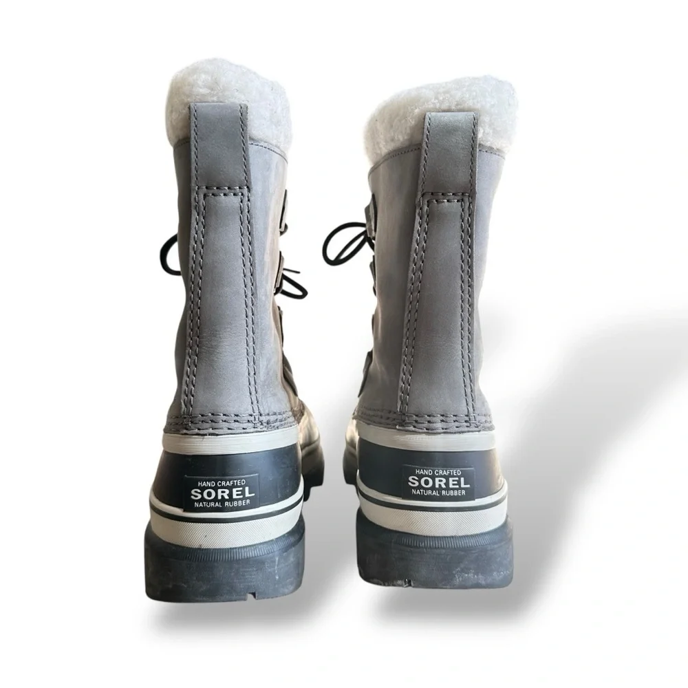 Sorel Caribou Waterproof Winter Boots Grey Stone Nubuck Snow Size 7 EU 38